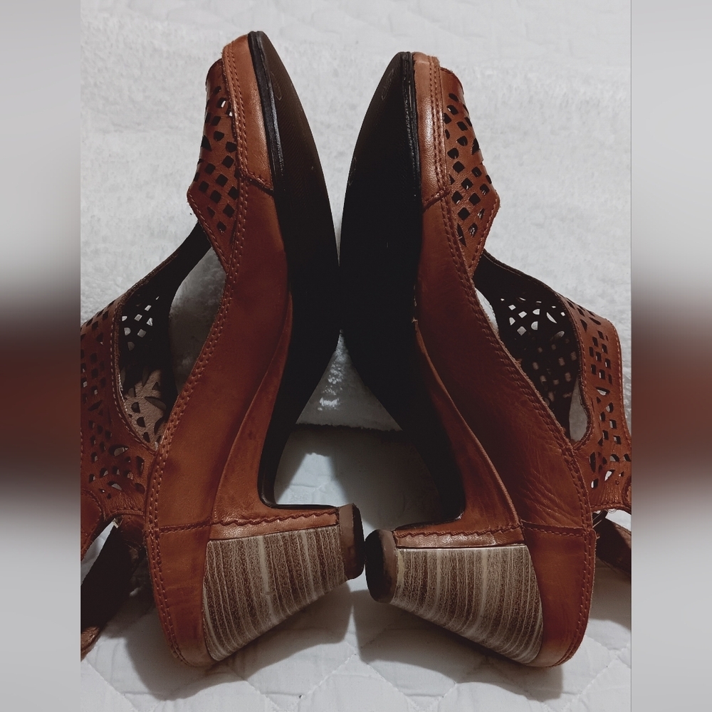 PIKOLINOS Brown Cutout Heels Size 38/8 - Picture 6 of 9